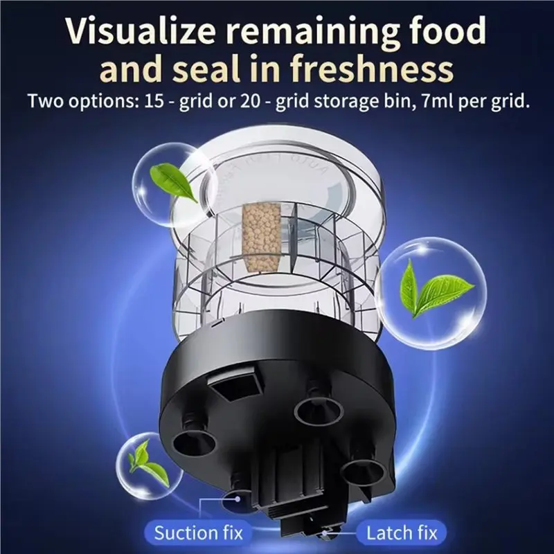 2025 Trend DRF-15 Fish Tank Feeder Automatic With Digital Timing Functionality BT Remote Control Food Dispenser For Aquarium Pet