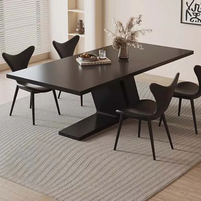 Tavolo da pranzo nero italiano Design in metallo impermeabile tavolo rettangolare di lusso cucina moderna Mesa De Comedor mobili da ristorante