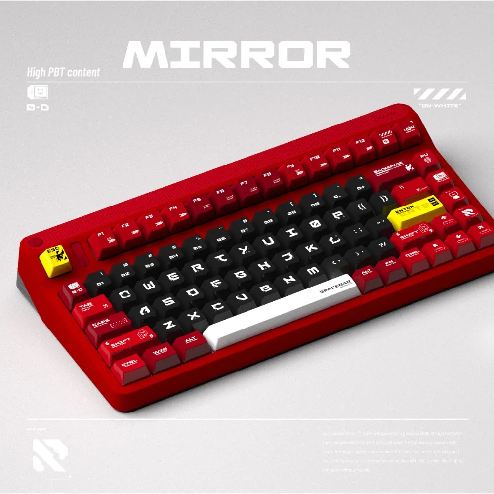 Imagem -01 - Cerberu-tampão do Teclado do Tema do Espelho Pbt Custom Keycap Preto Vermelho Cereja Gaming Perfil Teclado Mecânico 136key cerberu tampao do teclado do tema do espelho pbt custom keycap preto vermelho cereja gaming perfil teclado mecanico 136key 01