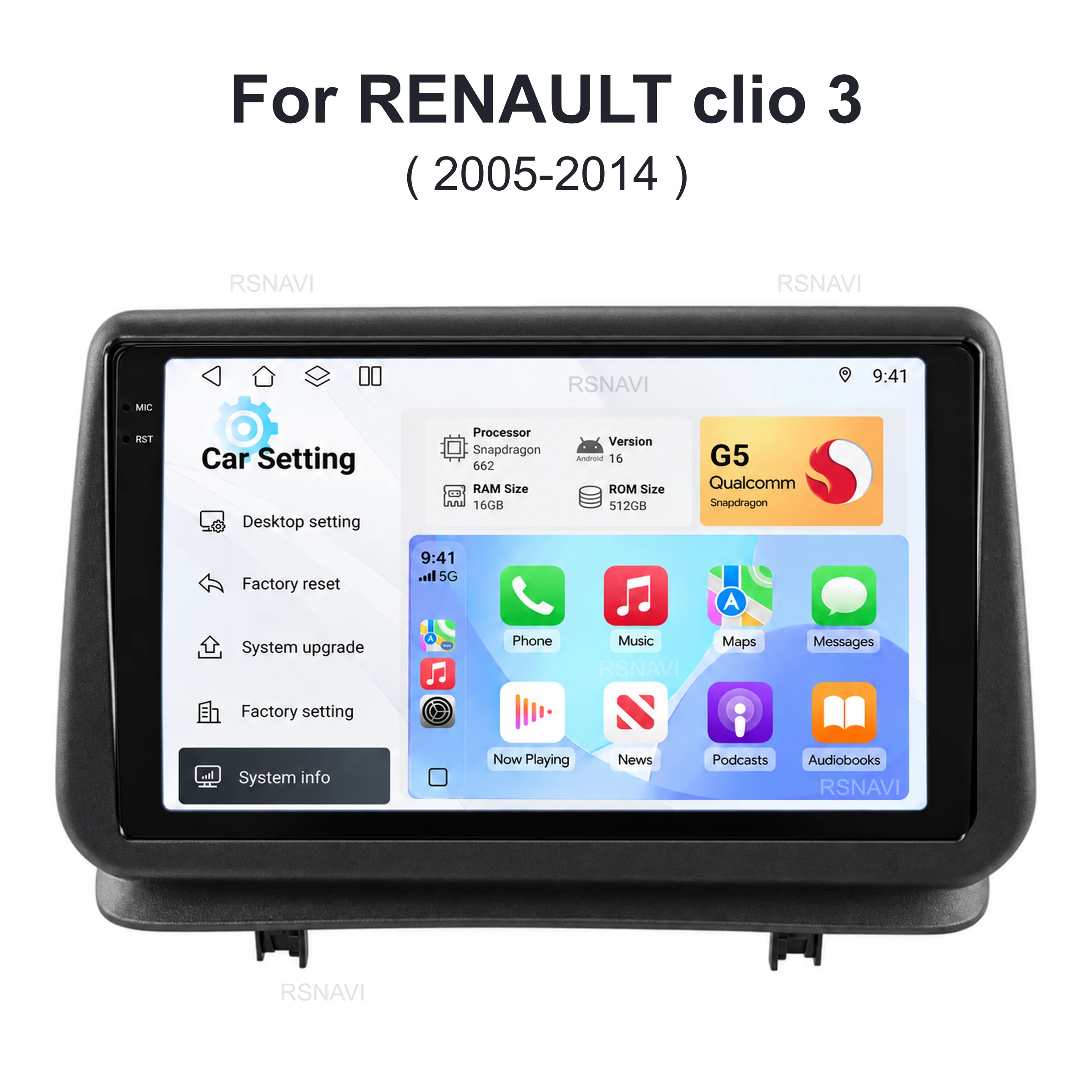 Android 16 Car Radio Multimedia Player For Renault Clio 3 CLIO 3 2005-2014 Auto Carplay Car Stereo DSP wifi+4G AI voice 2 Din BT