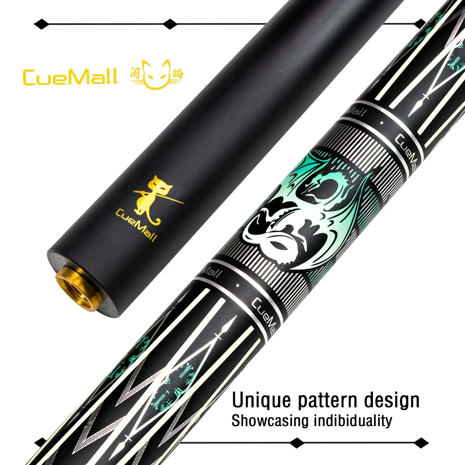 12.75mm Low Deflection Glass Fiber Shaft Pool Cue Maple Butt with Stainless Steel Quick Release Joint and Multi-Layer Tip