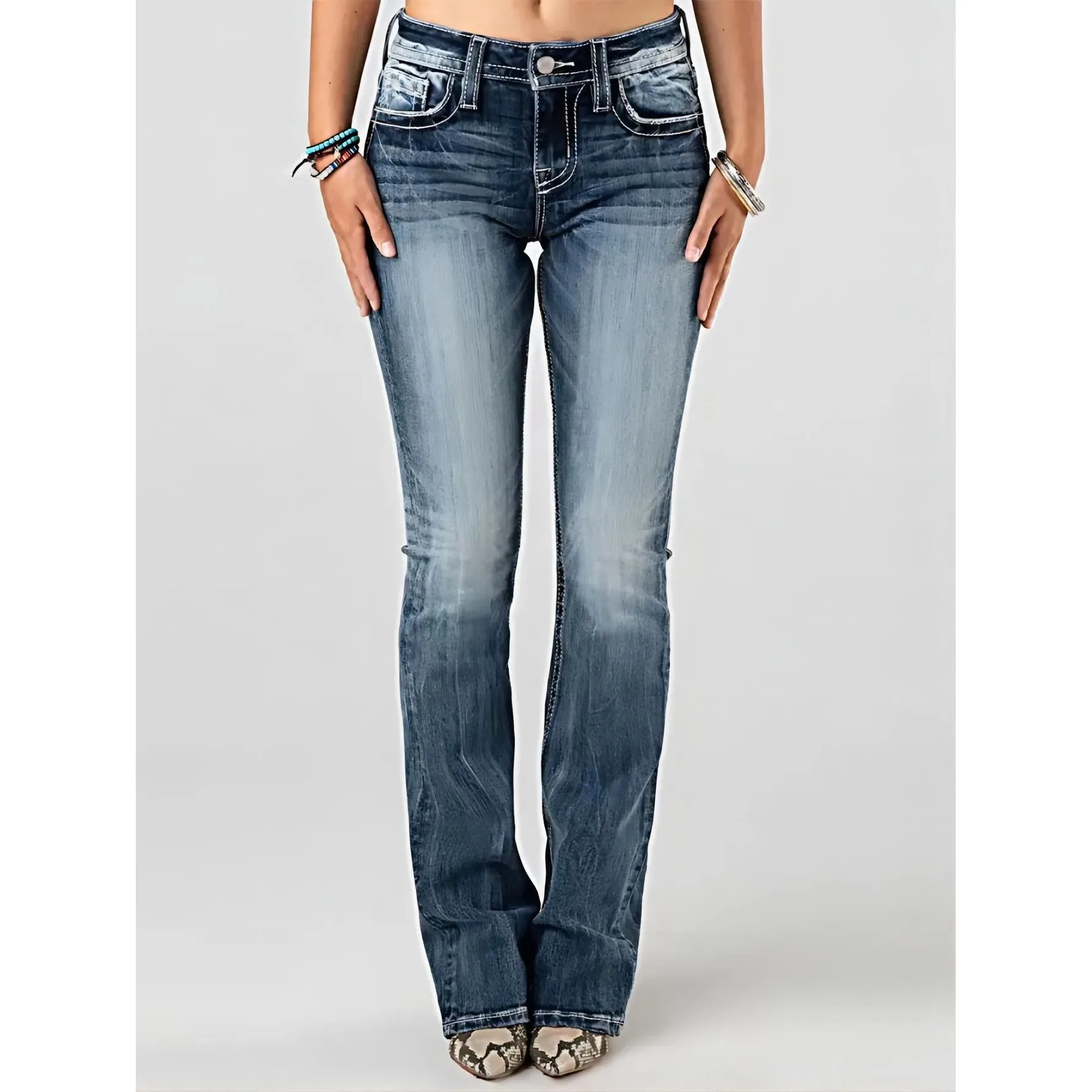 Celana Jeans Wanita High Waist Slim Fit Bermotif Kualitas Tinggi Ba Bag Koleksi Musim Gugur 2025 Denim Premium Wanita