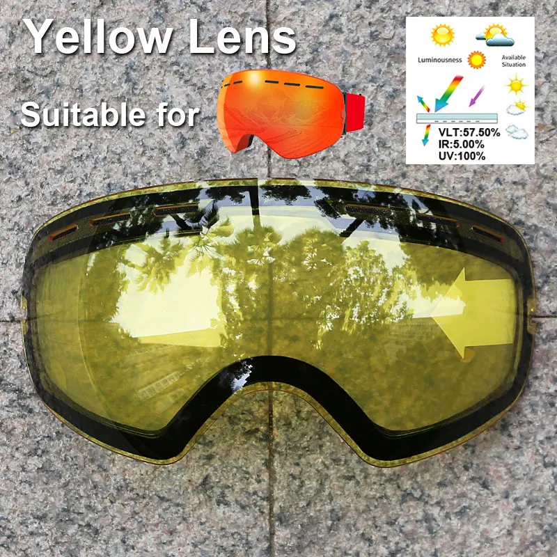 PHMAX XJ-01 Ski Goggles Accessories Night Yellow Lens Myopia Frame Multiple Color Goggles Lens And Strap