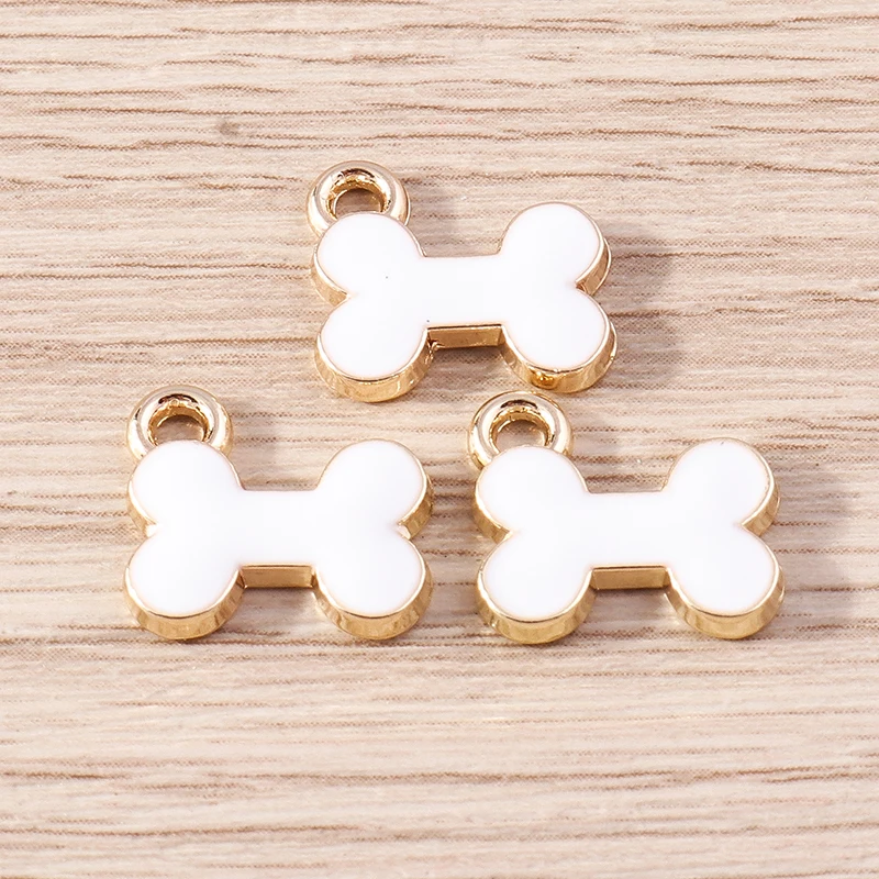10 Stück 12x11mm Cartoon Emaille Hundeknochen Charms Anhänger für Schmuckherstellung Tropfen Ohrringe Halskette Armbänder DIY Bastelzubehör – Detail 5