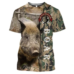 Camouflage Boar Animals Hunting 3D T-shirt Summer Leisure Men Tops Fashion Street Women's Pullover Short Sleeve T Shirt