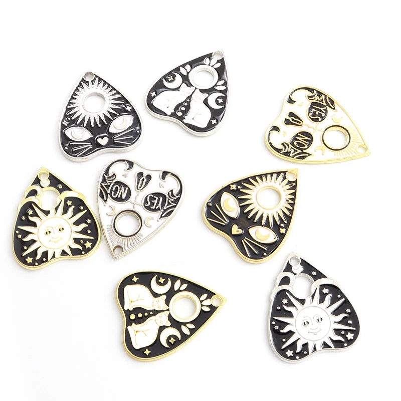 7Pieces New European and American cat sunglasses oil-drip alloy jewelry pendant earrings necklaceDIYPendant holiday bulk gifts