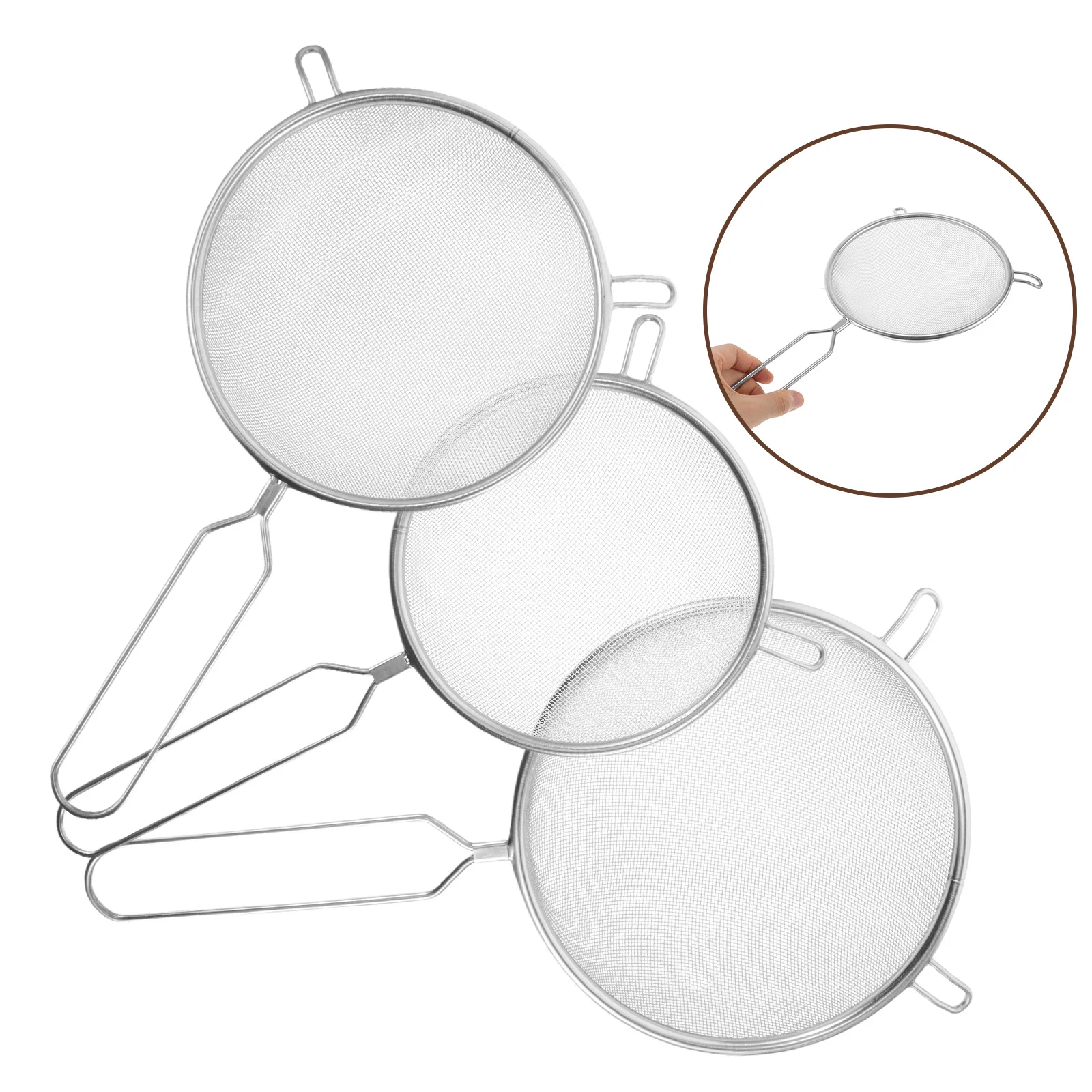 

3Pcs Stainless Steel Flour Sifter Baking Sieve Fine Mesh Strainer for Kitchen Baking Cooking Tools Fine Mesh Flour Sifter