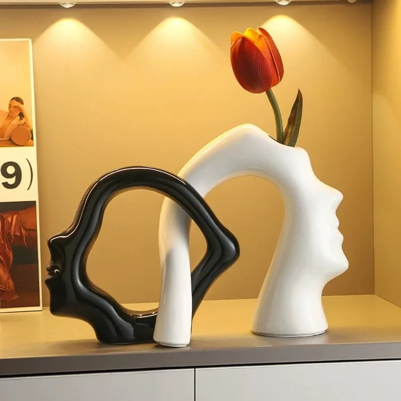 2026 Modern Desktop Ceramic Vase Ornament Home Living Room Decoration В Скандинавском Стиле تحف كبيره للمنزل Floreros Altos