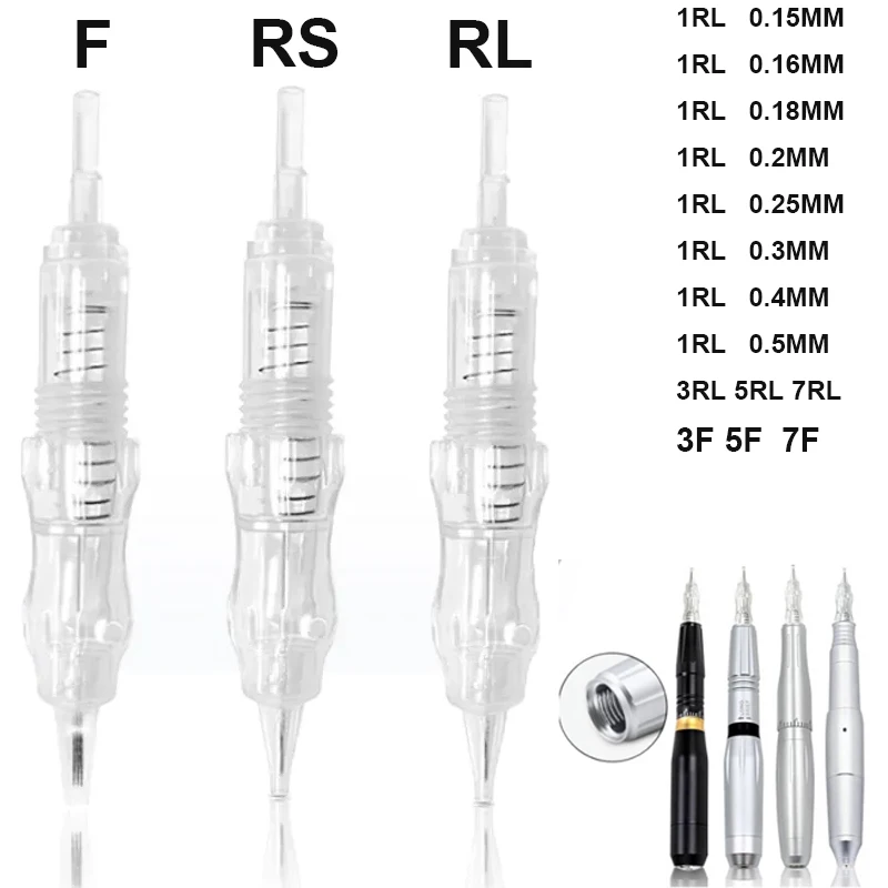 1RL 0.18MM Nano Sterilized Permanent Makeup Cartridge Needles Screw Thread Tattoo Needle for Permanent Makeup Machine