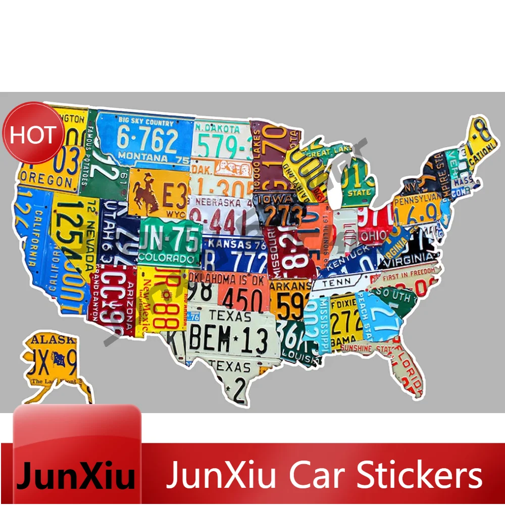 Carte USA Map Biker Route Classic Outdoor PVC Decals For Helmet Tank Car Window Stickers