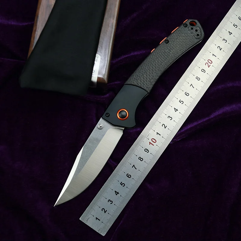 

LEMIFSHE Carbon Fiber Aluminium Crooked River 15080 Mark S30V Copper Washer Camp Hunt Pocket Tactical Tool Folding Utility Knife