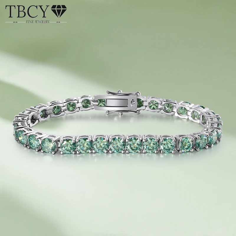 

TBCYD Green Moissanite Tennis Bracelet For Women GRA Certified Original 925 Sterling Silver 3mm 4mm 5mm 6.5mm Hand Chain Jewelry