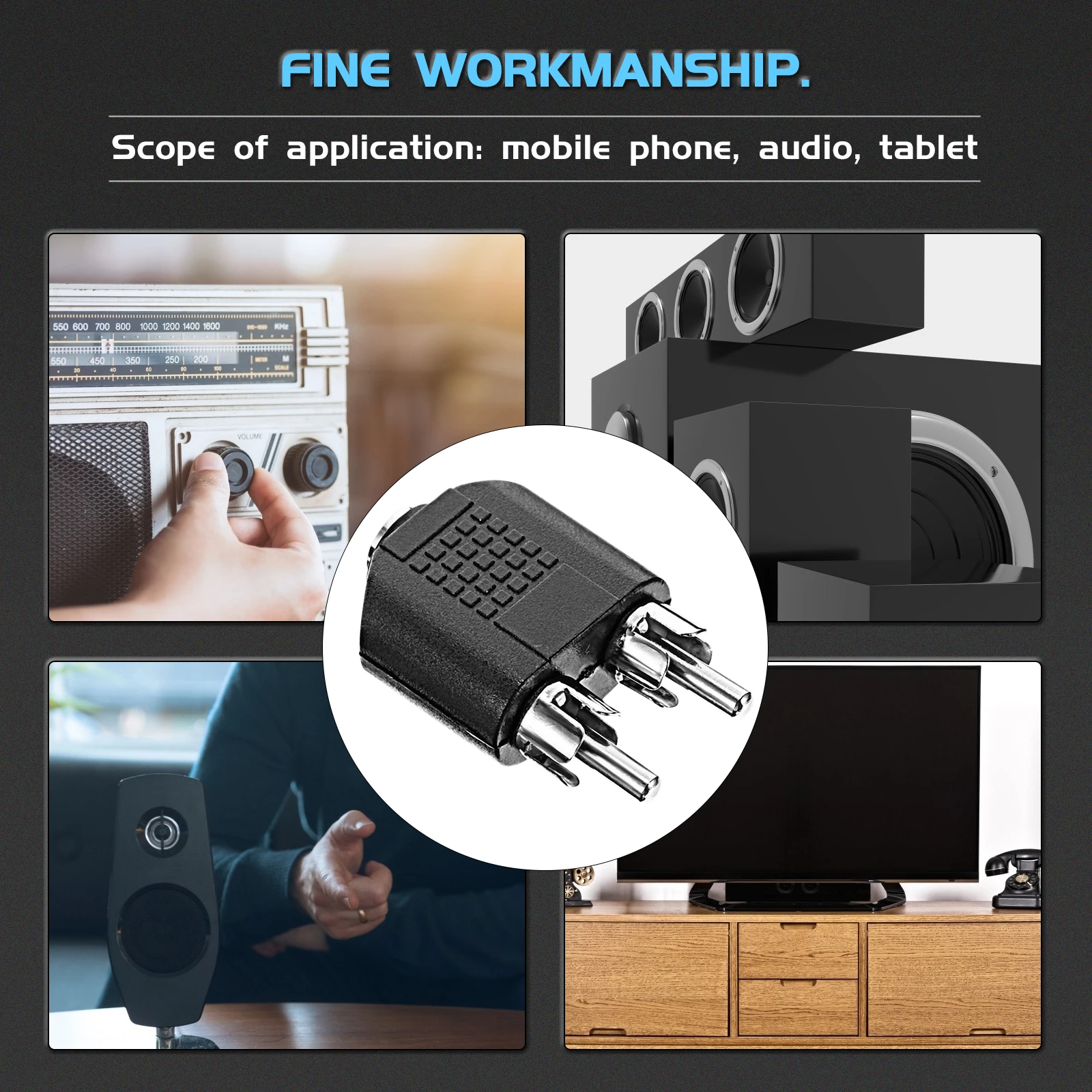 

8pcs Splitter Adapter Zinc Alloy Audio Converter Wear Proof Durable Plug Cable Connector Stereo Jack Signal Transmission