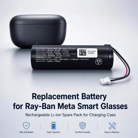 890‑00350‑A 1AT2414A00 Replacement Battery for Ray‑Ban Meta Wayfarer Smart Glasses Charging Case Spare Battery Pack