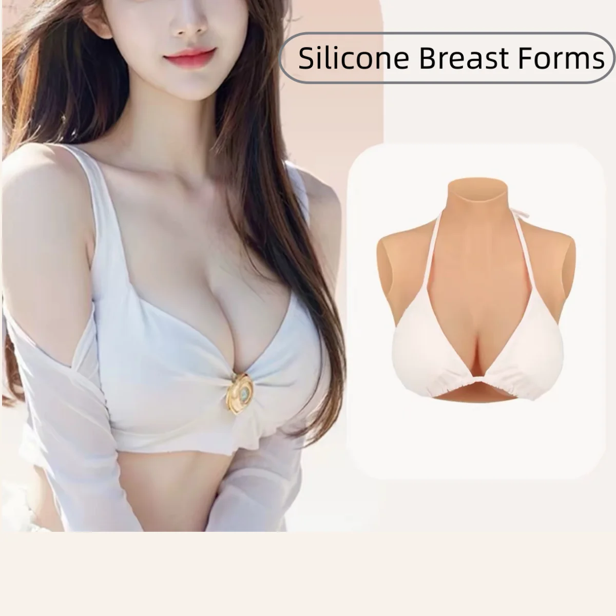 Simulation Fake Breasts Silicone Chest Armor False Breasts A/B/C/D/E/G Cup Sizes Suitable for Transgender, Daily Wear, Parties