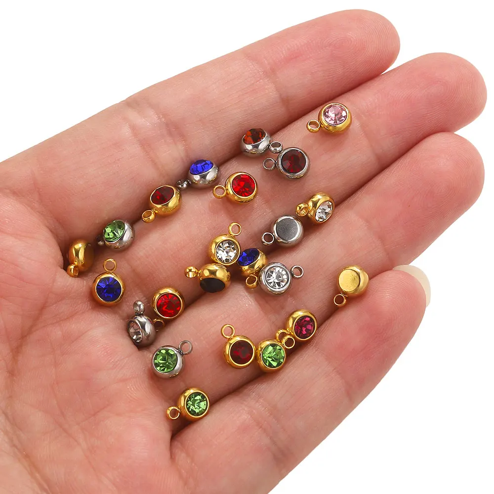 20pcs 6mm Stainless Steel Zircon Charms for DIY Jewelry Necklace Bracelet Findings Earrings Making Charm Jewelry Findings