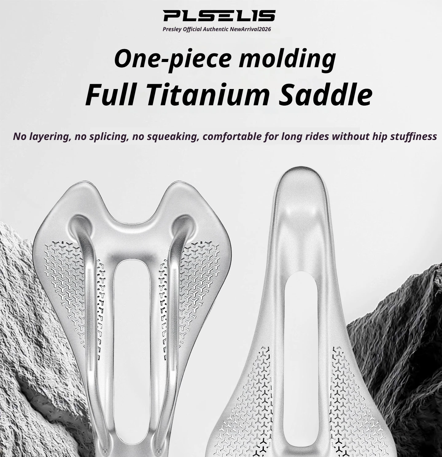 PLSELIS PS-3005 3D-gedruckter Titan-Fahrradsattel 80g Ultraleicht 7*9mm Schiene Atmungsaktiver Ergonomischer Rennradsitz 240*120mm – Detail 1