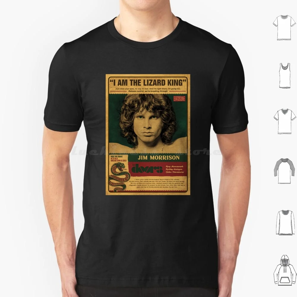 Jim Morrison-Lizard King T Shirt Big Size 100% Cotton Jim Morrison Lizard Lizard King Morrison Doors Retro Vintage Concert Band