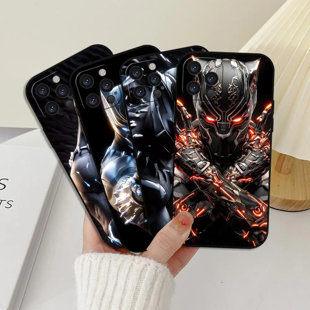 멋진 마블 블랙 팬서 휴대폰 케이스, 아이폰 16, 15, 14, 13, 12, 11 프로 맥스 플러스, 미니 펀다, 아이폰 15, 16 프로 맥스, 5G, 블랙 커버
