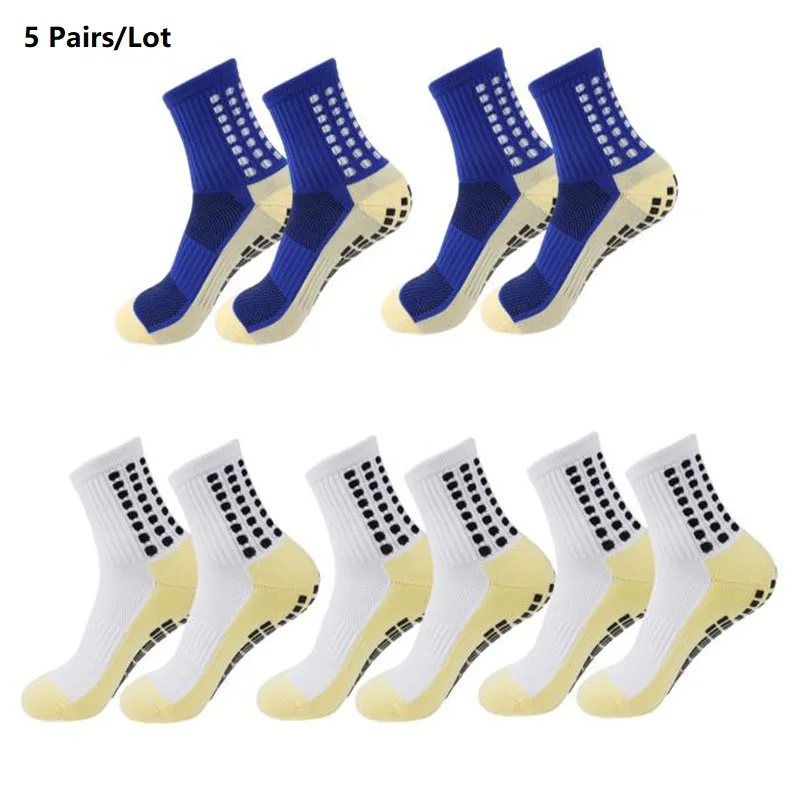 5 Pairs New Football Socks Mens Sports Socks Non-slip Silicone Bottom Soccer Baseball Socks Woman Outdoor Sport Yoga Socks