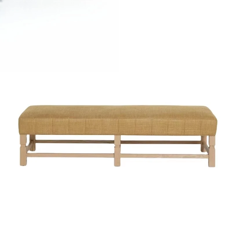 

Hotel modern furniture solid wood bedside shoe stool, bedroom living room indoor fabric upholstered shop restaurant bench