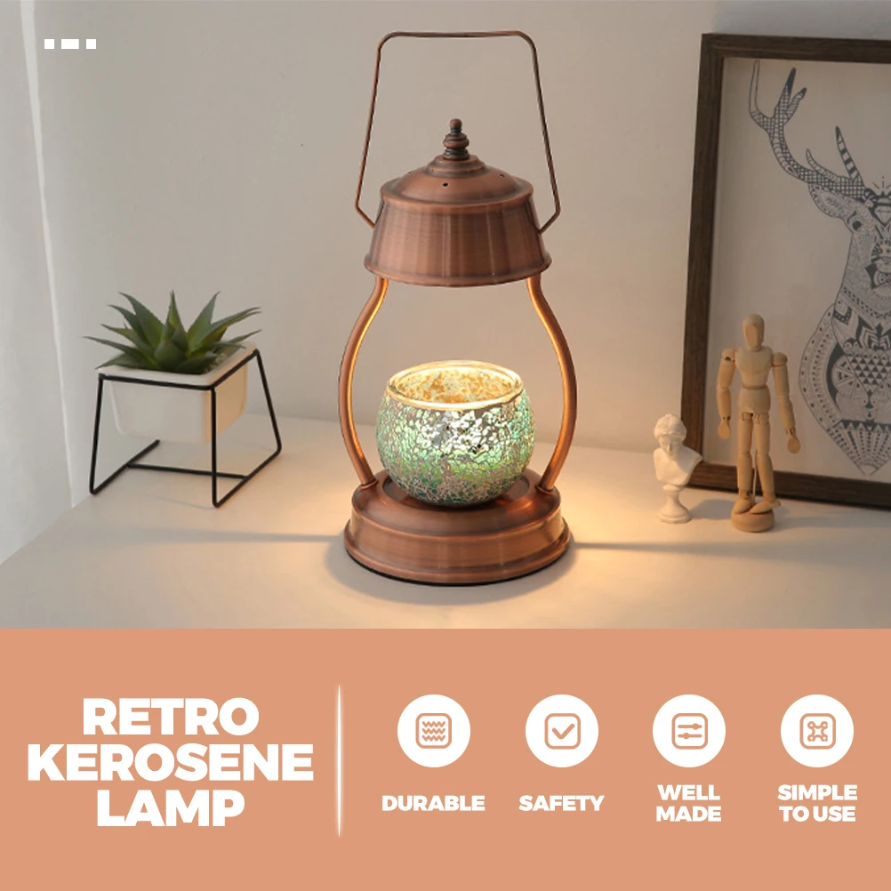 

Aromatherapy Melting Wax Lamp Smokeless Bedside Night Vintage Flameless Alloy Romantic