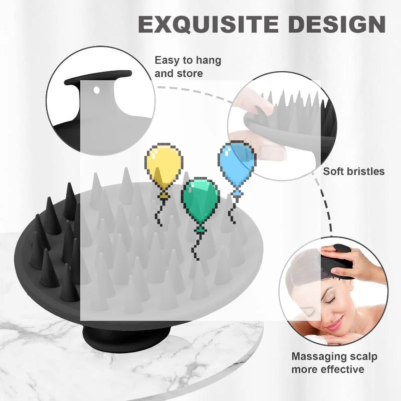 Soft Silicone Scalp Massager With Flexible Bristles For Home Shower Hair Care Massage Cleansing