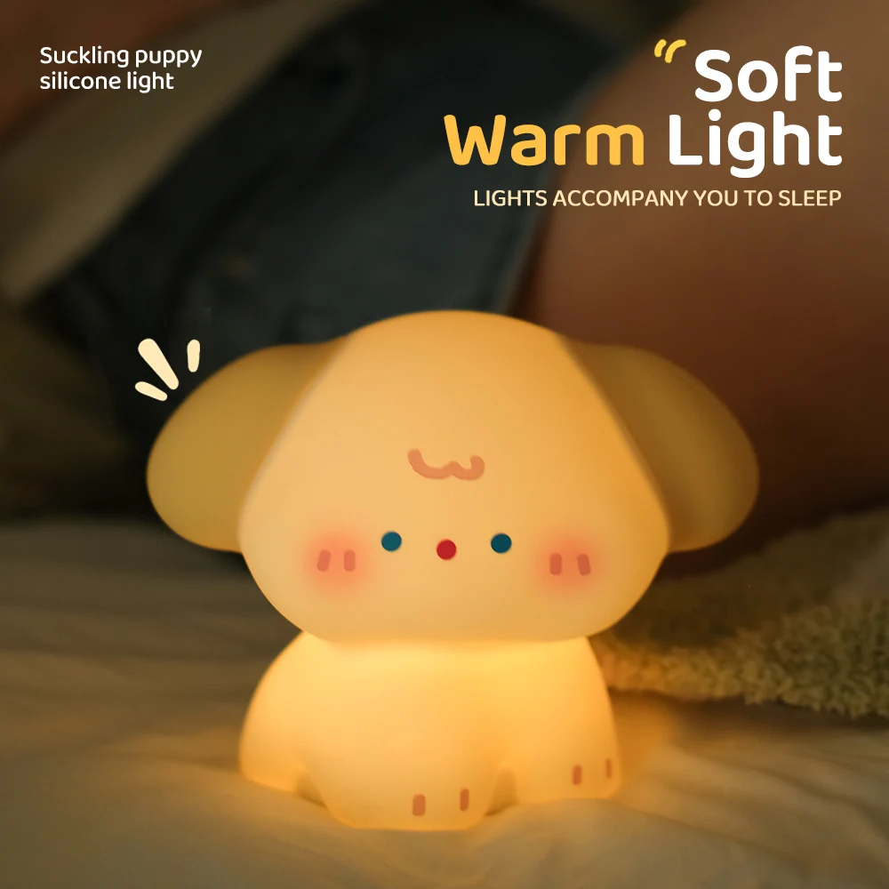 Lovely Red Panda Night Light Rechargeable Timing Nursery Sleeping Light Silicone Touch Control Bedside Table Lamp For Kids Gifts