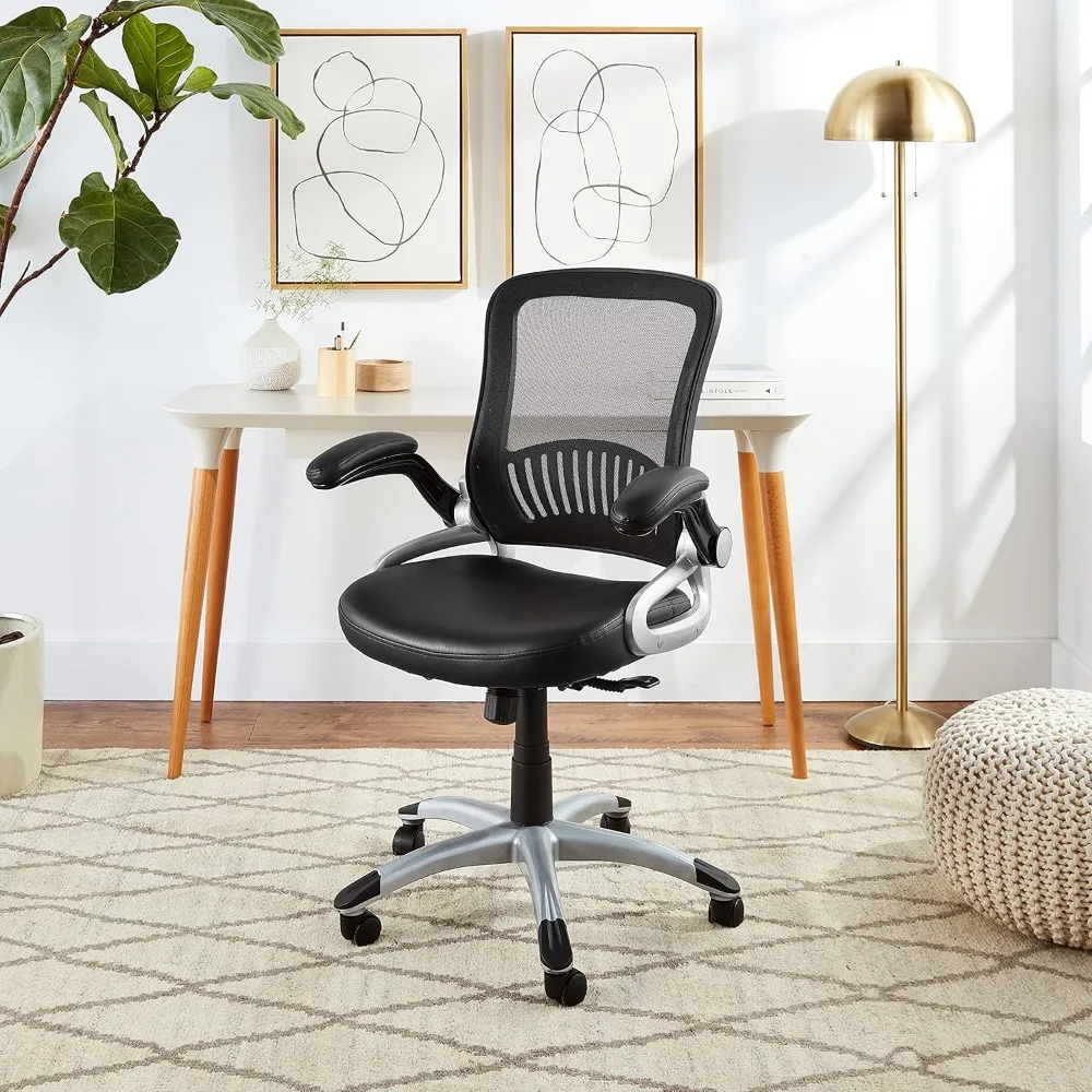 كرسي مكتب مكتب مدير جلدي قابل للتعديل من سلسلة Office Star EM مع مقعد مبطن سميك ودعم قطني مدمج،