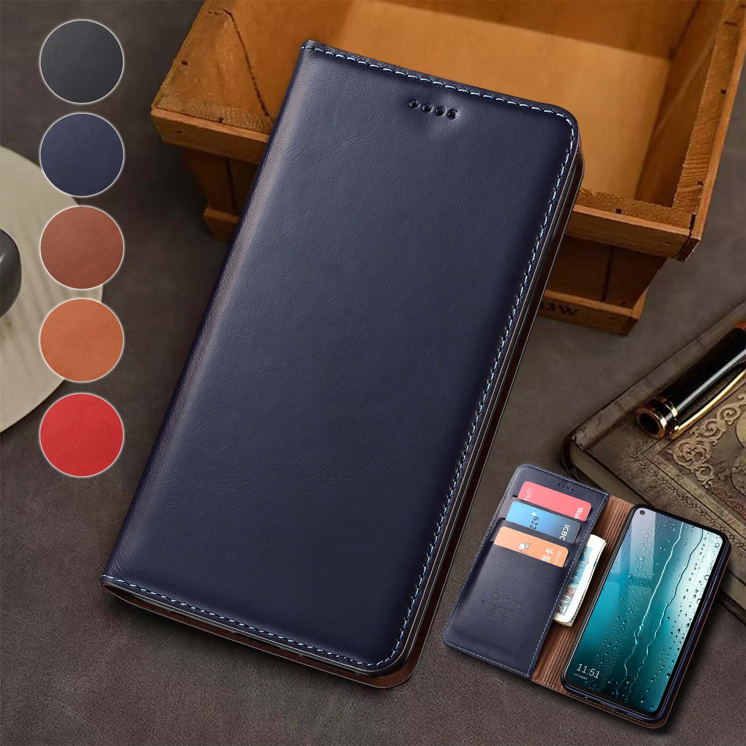 

For Samsung Galaxy A12 A22 A32 A42 52 A72 A12 A23 A33 4G 5G Wax Drop Pattern Of Genuine Leather Flip Phone Cover Case Cowhide
