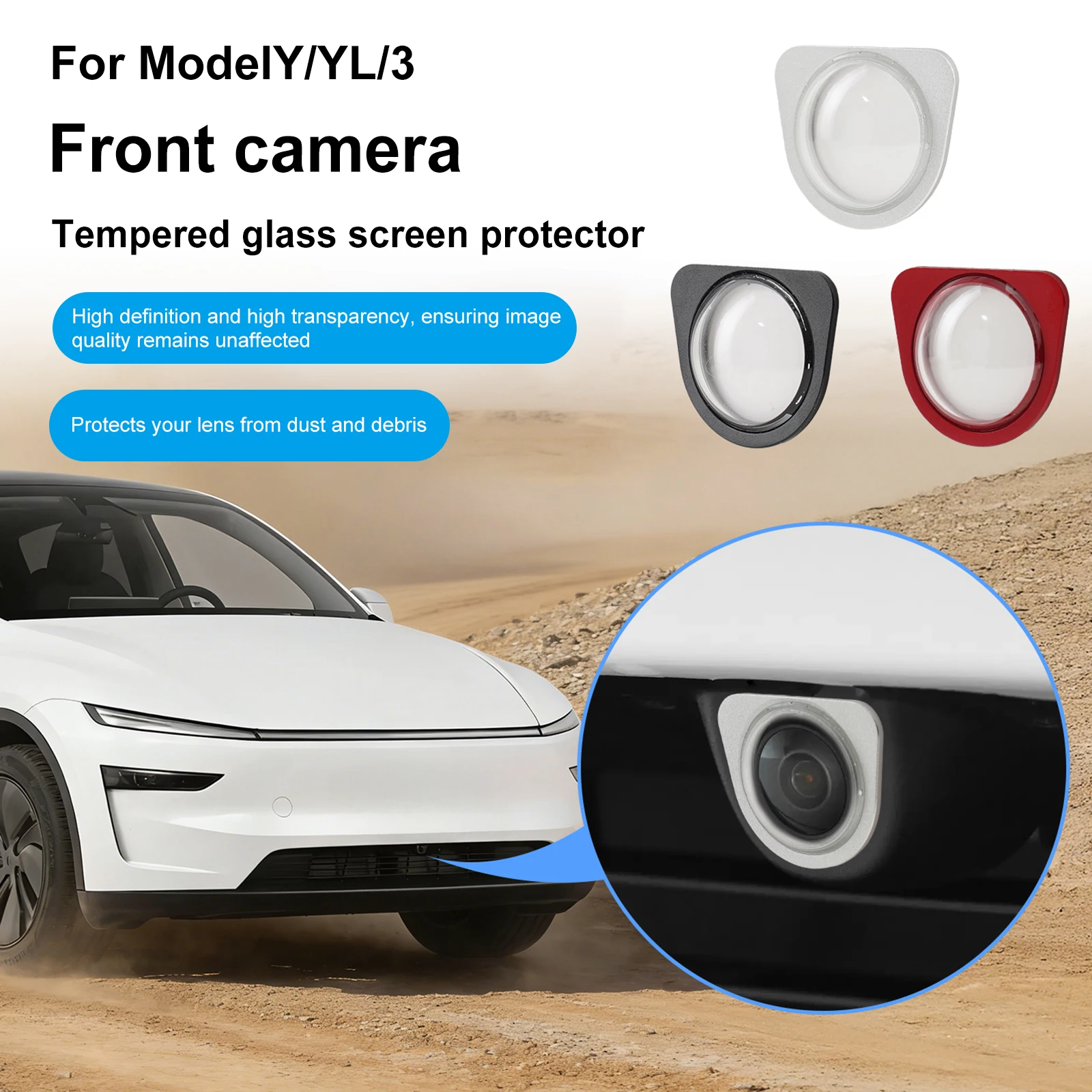 Picture 5: Camera Cover Tempered Glass Front Camera Protector Scratch & Drop Resistant for Tesla Model Y Model 3 2025-2026Model YL