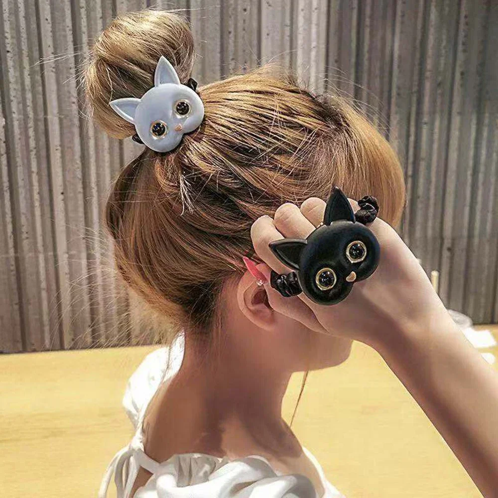 2024 New Women Cute Cat Rubber Bands Elastic Hair  Korean Headwear Children For Girls Lovely  Accessories Ornaments