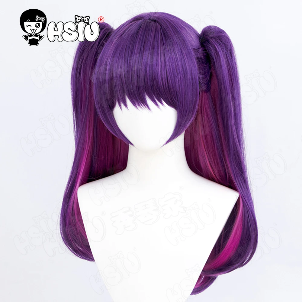 Mikari-Peluca de Cosplay HSIU, pelo largo de doble cola de caballo, 65CM, púrpura, Rosa mixta, rojo, Anime Ririsa, seducción Dimensional 2,5