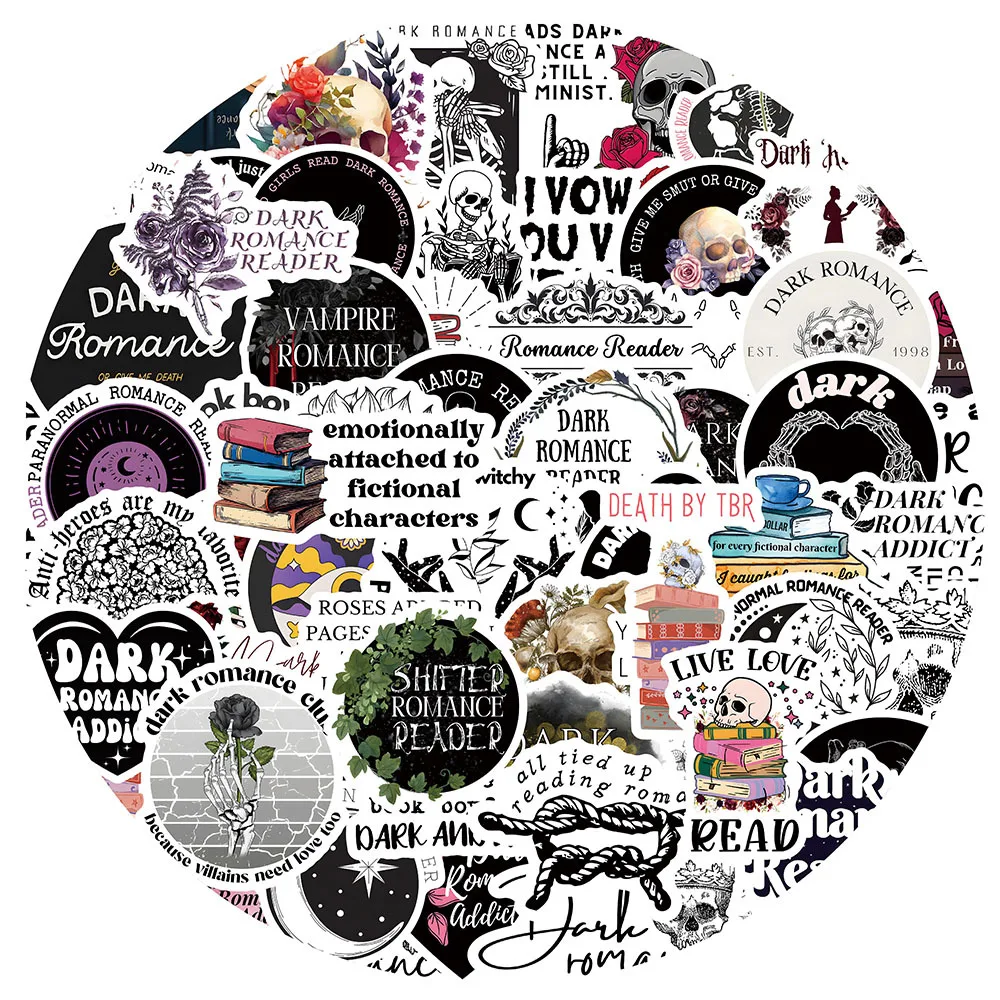 AliExpress 10/50PCS Funny Dark Romantic Reader Graffiti Stickers Dark Decorative Handbook Guitar Car Bike Waterproof Cartoon Decals Toys