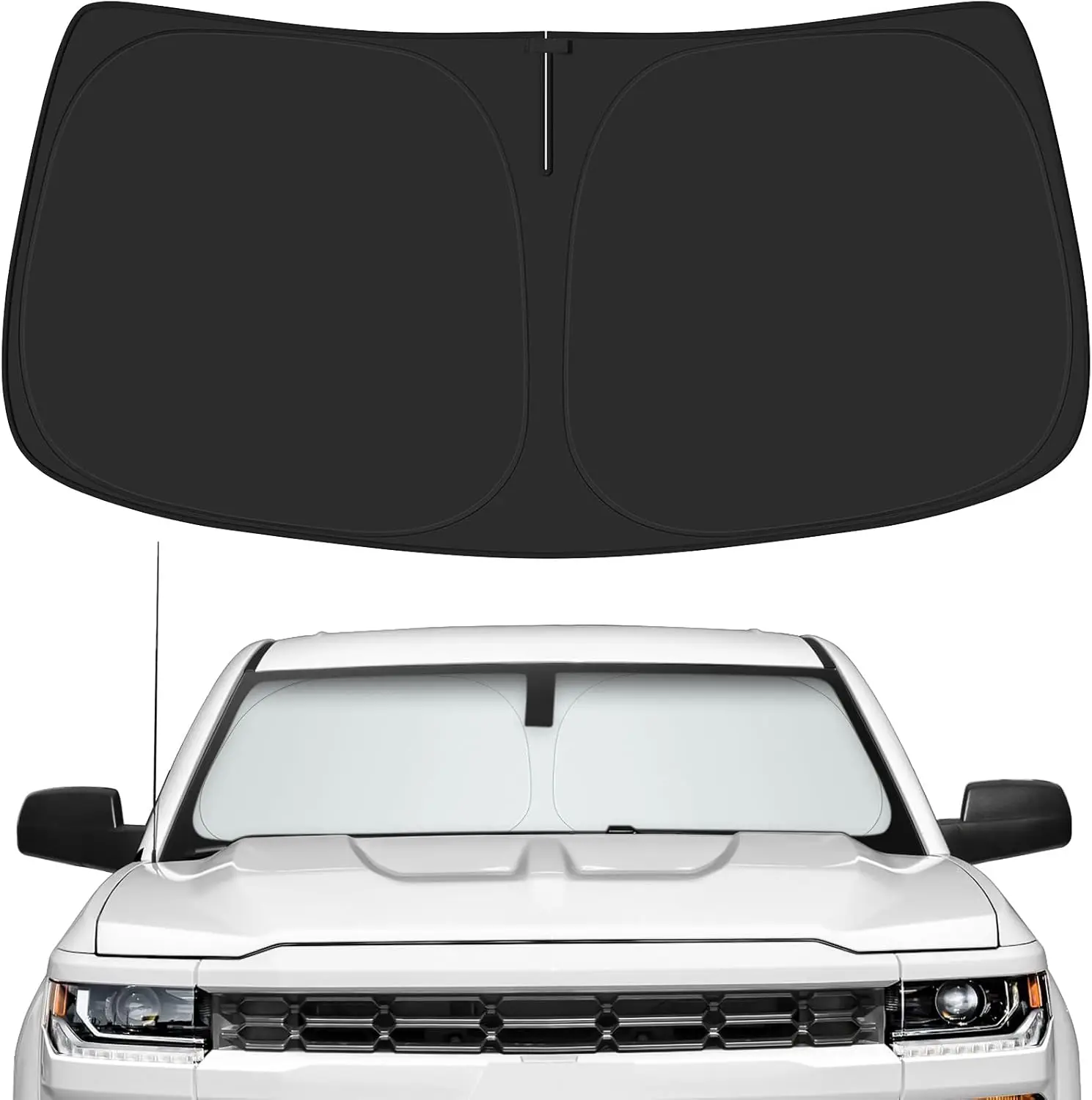 Car Windshield Sun Shade For Chevy 2014-2018 Silverado 1500 Accessories(OEM Design) Reflective Foldable Heat Insulation Sunshade