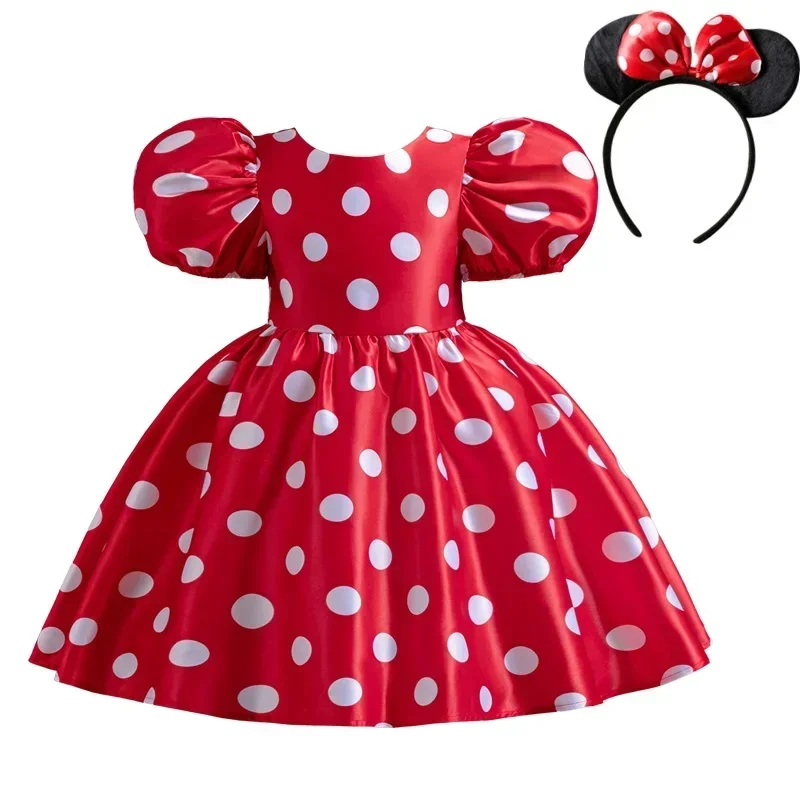 Girl Princess Polka Dot Dress Christmas Birthday Party Gown Halloween Cosplay Minni Mouse Costume Stage Performance Kids Clothes