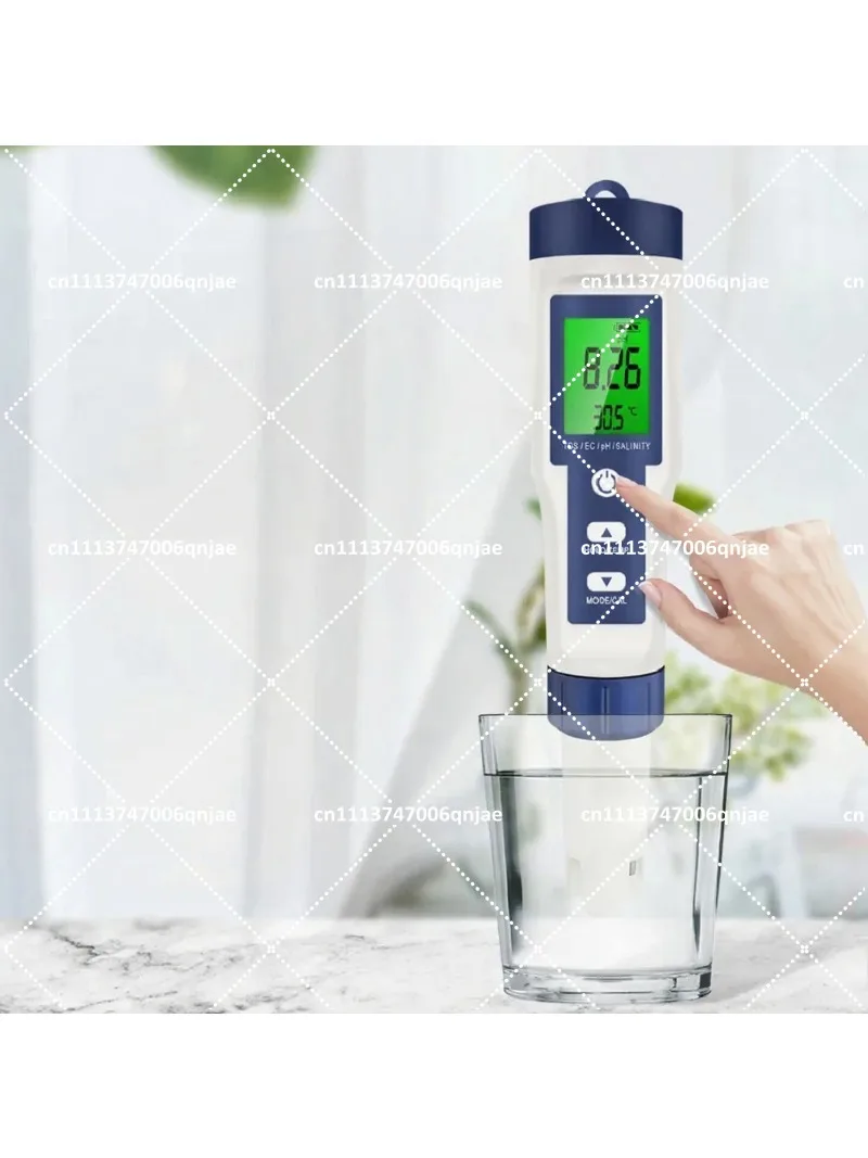 5-in-1 Digital Water Quality Tester PH TDS EC Salinity Temperature Meter for Drinking Water Purity Testing
