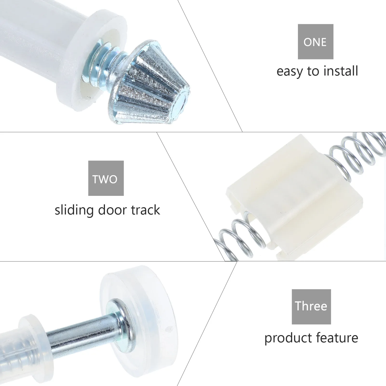 16Pcs Industrial Sliding Door Hardware Kit Metal Guide Wheel Pivot Spring Loaded Floor Guide for Folding Bifold Barn
