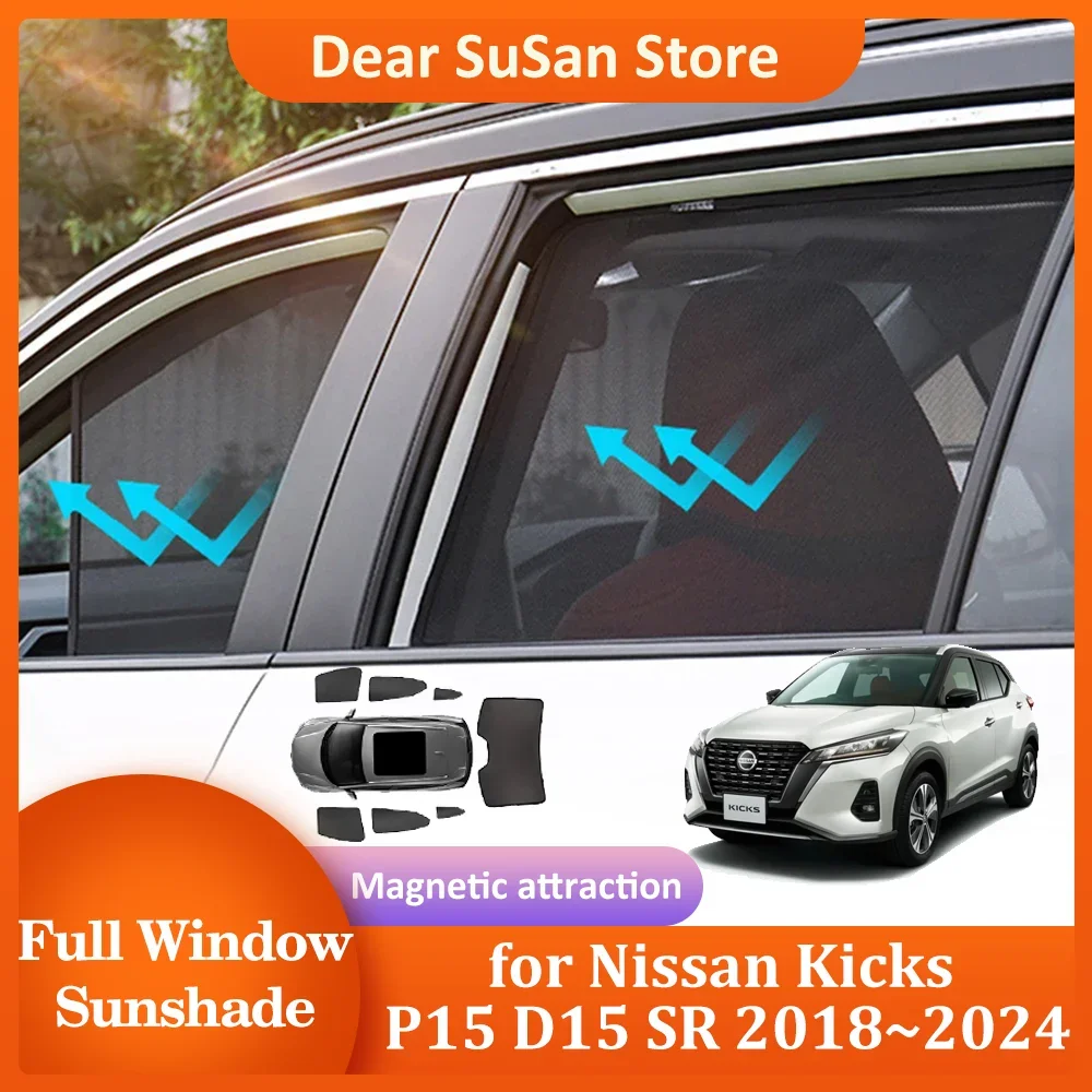 

Автомобильный Магнитный солнцезащитный козырек для Nissan Kicks P15 D15 SR 2018 ~ 2024, занавеска на лобовое стекло, солнцезащитный козырек на крышу, солнцезащитный козырек, аксессуары