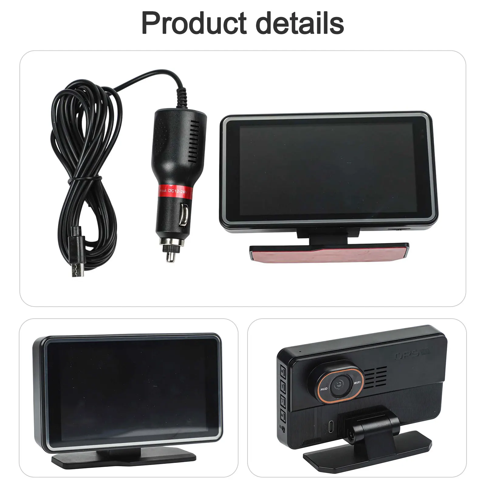 Car For Dash Cam with HUD Head Up Display Featuring 5 Inch HD Screen and Vehicle Charger Compatible with Most Cars