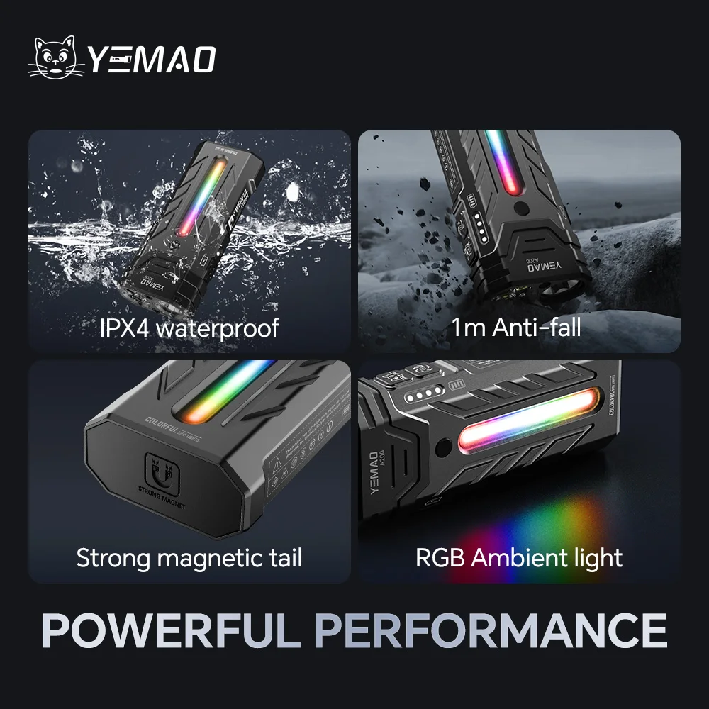 5200LMS Innovative Multi-functional Portable LED Flashlight with Magnetic Torch, Perfect for Hiking Camping Adventures