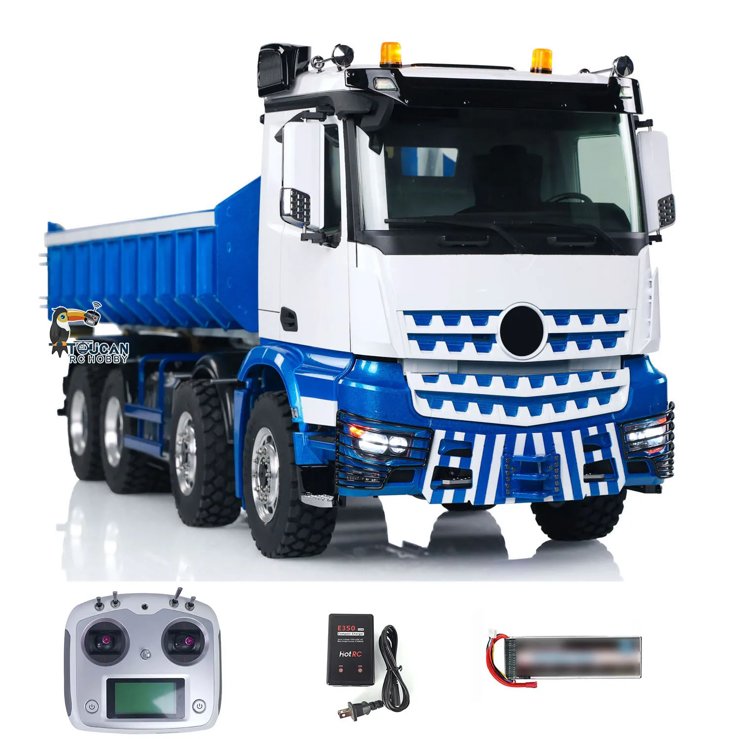 RTR LESU RC Hydraulic Dump Truck 8x8 Metal Chassis 1/14 Roll Off Dumper Car Hook Light Sound Set Remote Control Vehicle Model