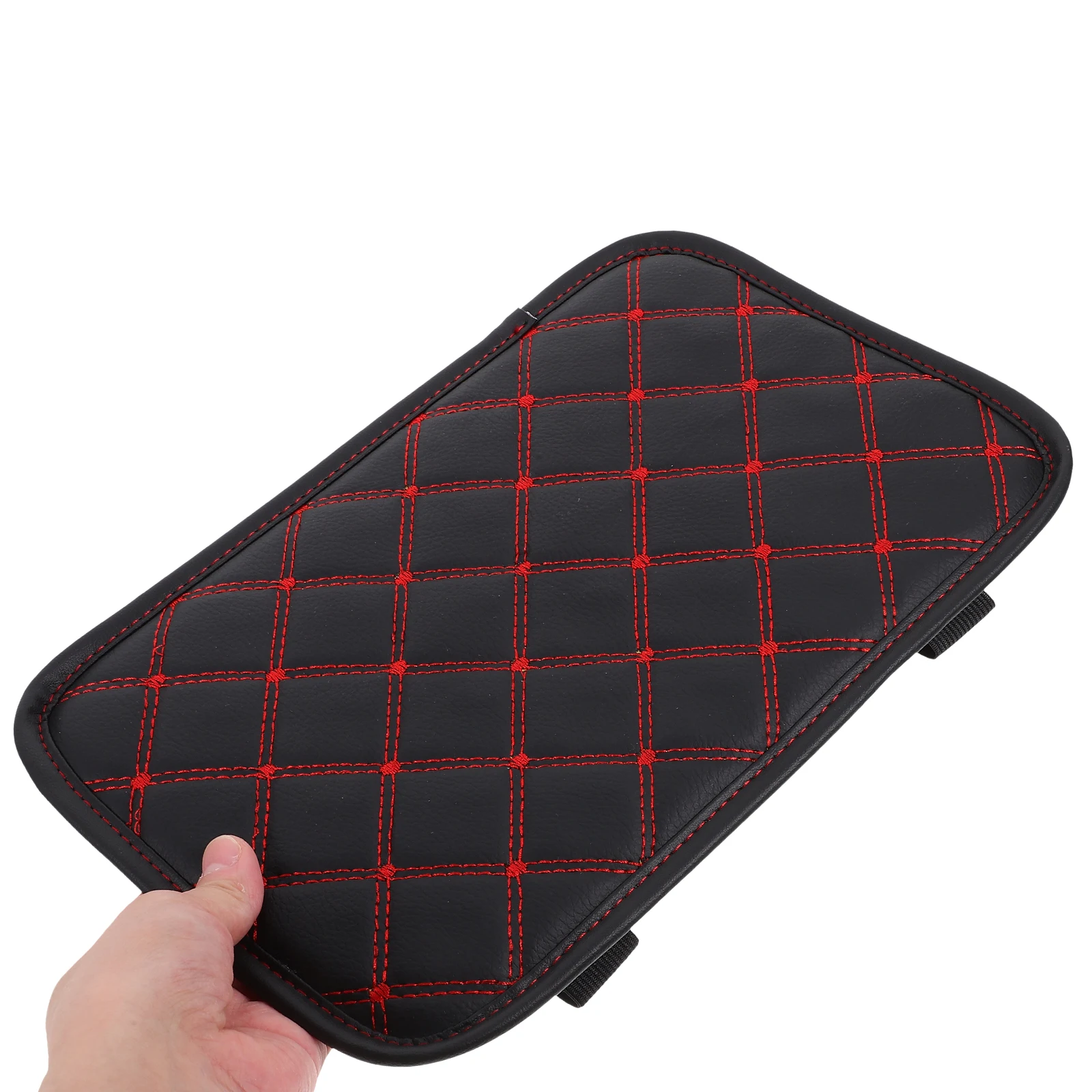 

Armrest Box Pad for Car Center Console Cushion Black Grid DesignThickenedLeather Cover Suitable Most Models