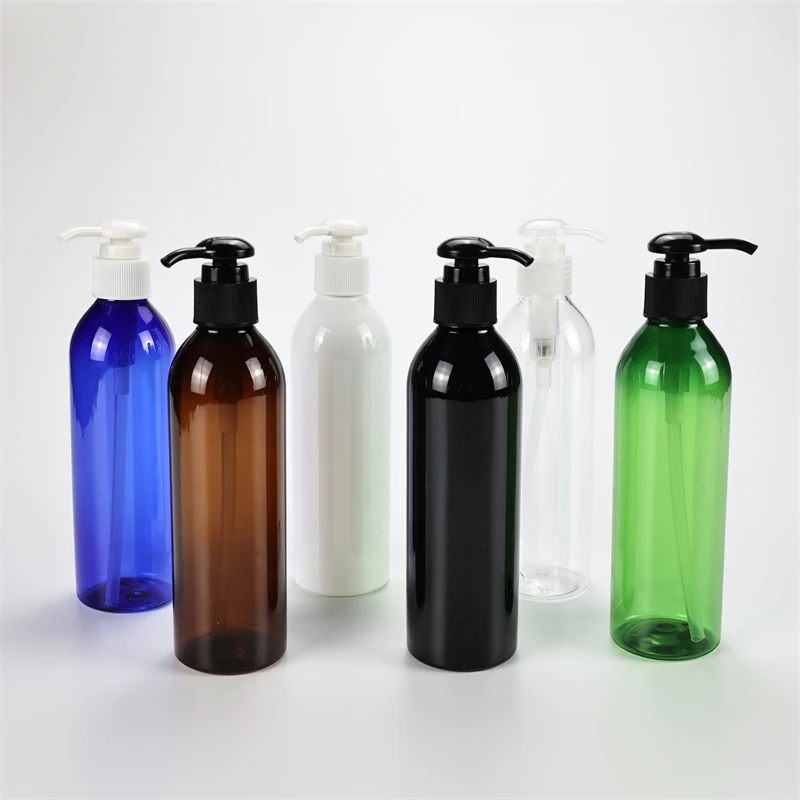 Multicolor 250ML X 25 Liquid Soap Plastic Packaging Bottles With Round Lotion Pump Travel Size Shower Gel Shampoo Plastic Bottle