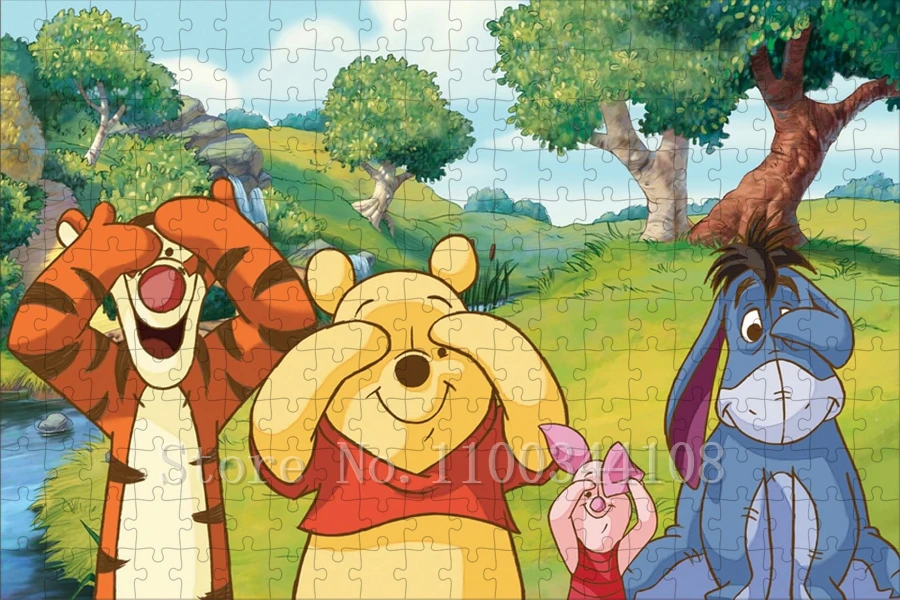 Disney Winnie The Pooh Jigsaw Puzzles Cartoon Character Assembled Puzzles for Children Intelligence Education DIY Toys