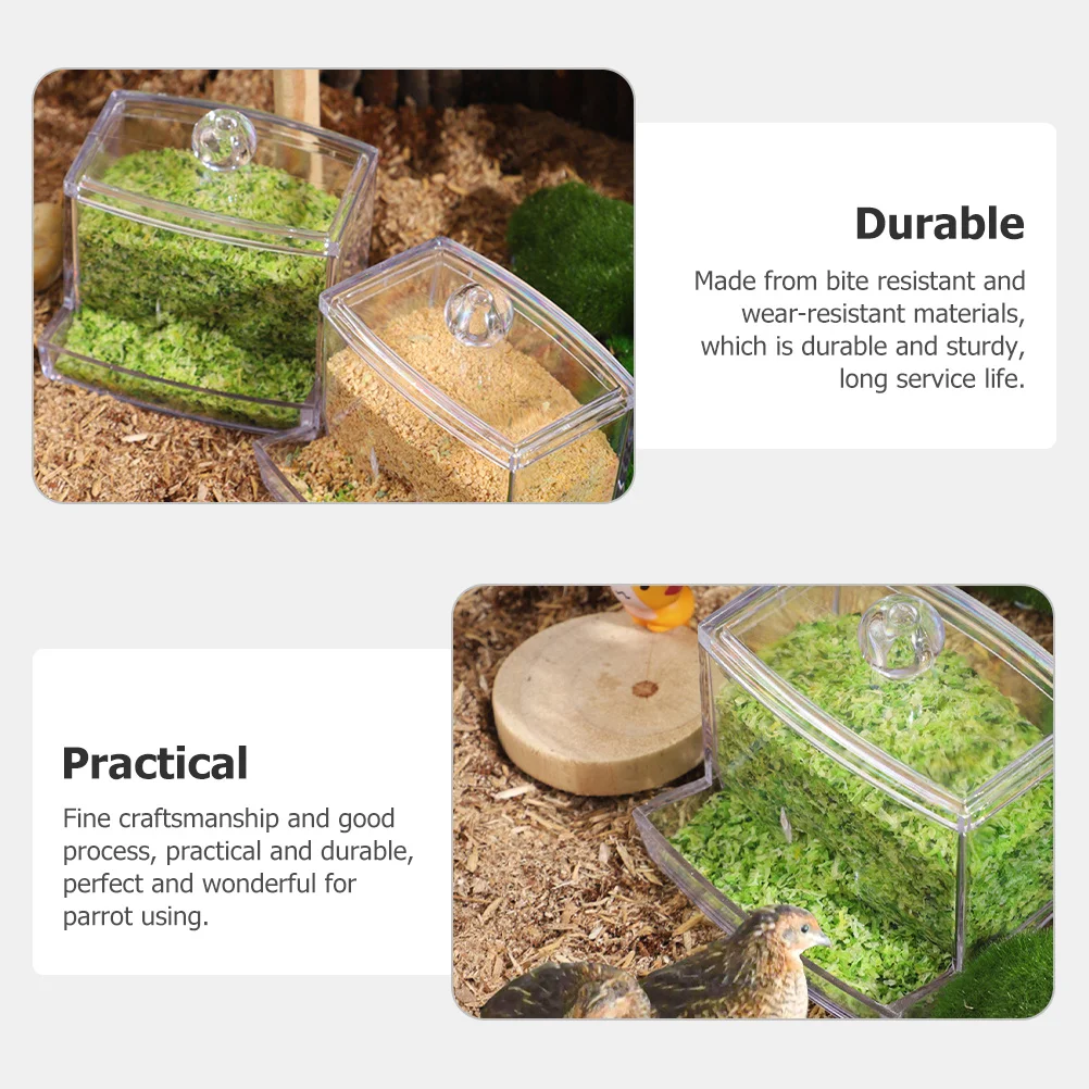 

2Pcs Transparent Automatic Food Feeder for Small Birds Easy to Clean Long-Lasting Sturdy Construction No-Mess Dispenser