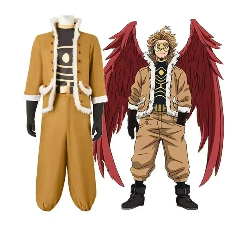 

My Hero Academia Hawks Cosplay Costume Takami Keigo Uniform Suit Wing Hero Outfit Hawks Halloween Carnival wig glasses headphone