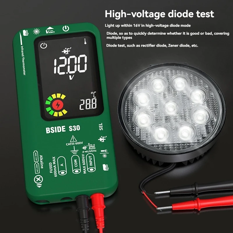 BSIDE Digital Multimeter Infrared Temperature 15V Diode LED Rechargeable Smart Multimeter DMM