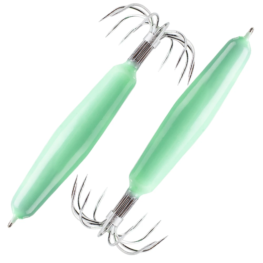 3 Stück Leuchtende Jighaken 12~35g Tintenfisch-Jigköder aus Edelstahl mit fluoreszierenden Nadeln, im Dunkeln leuchtende Angelköder – Detail 4