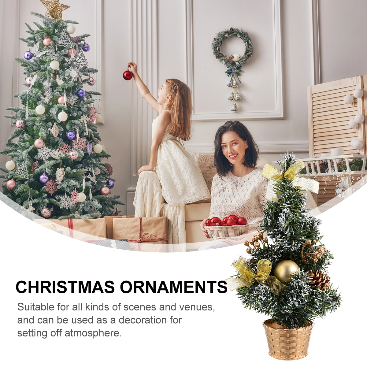 

Mini Christmas Tree Festival Adornment Tabletop Home Party Decor Desktop Ornament Artificial Scene Layout Prop